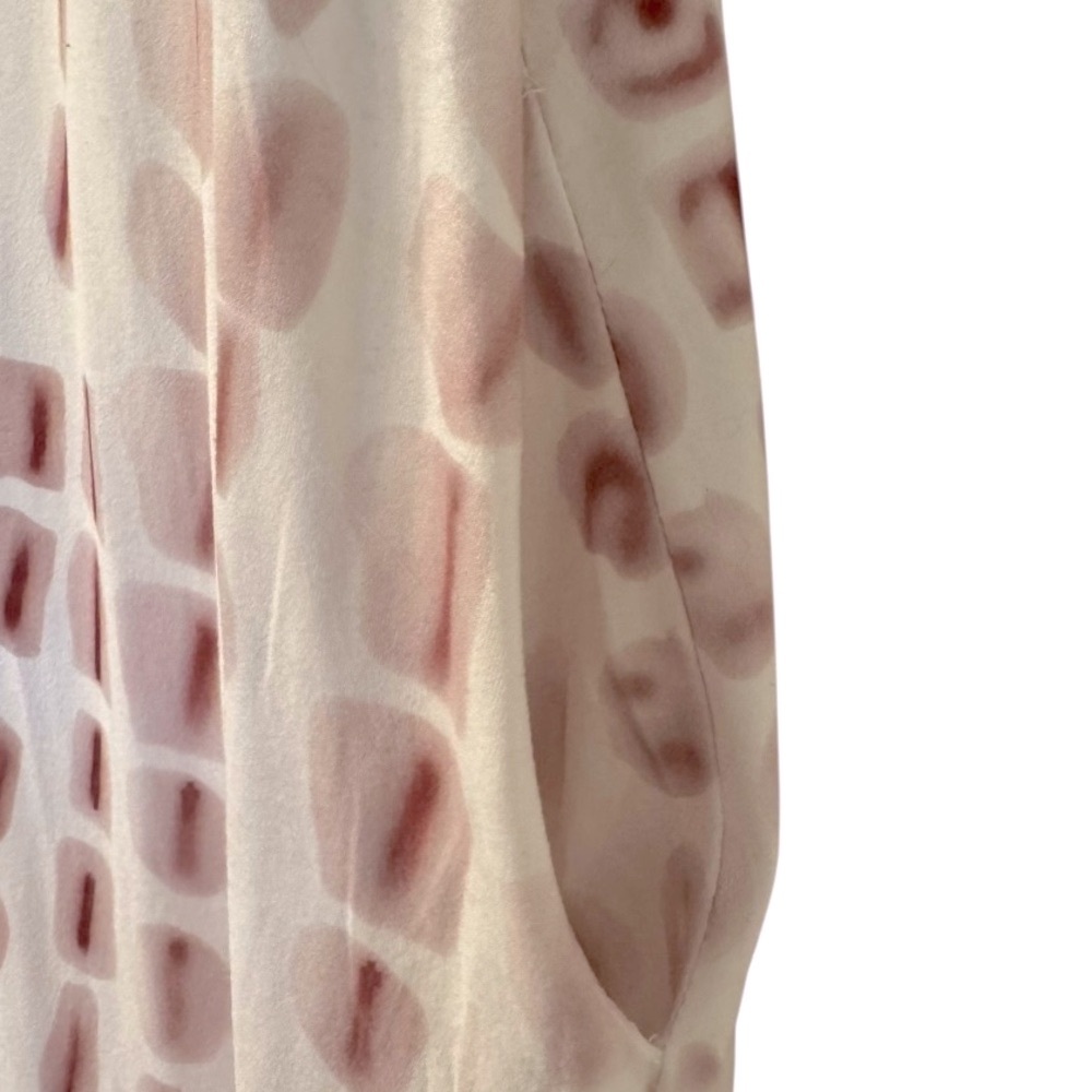 OURS White Pink Red Ikat Print Spaghetti Strap Pockets Maxi Sundress Dress - Picture 7 of 12